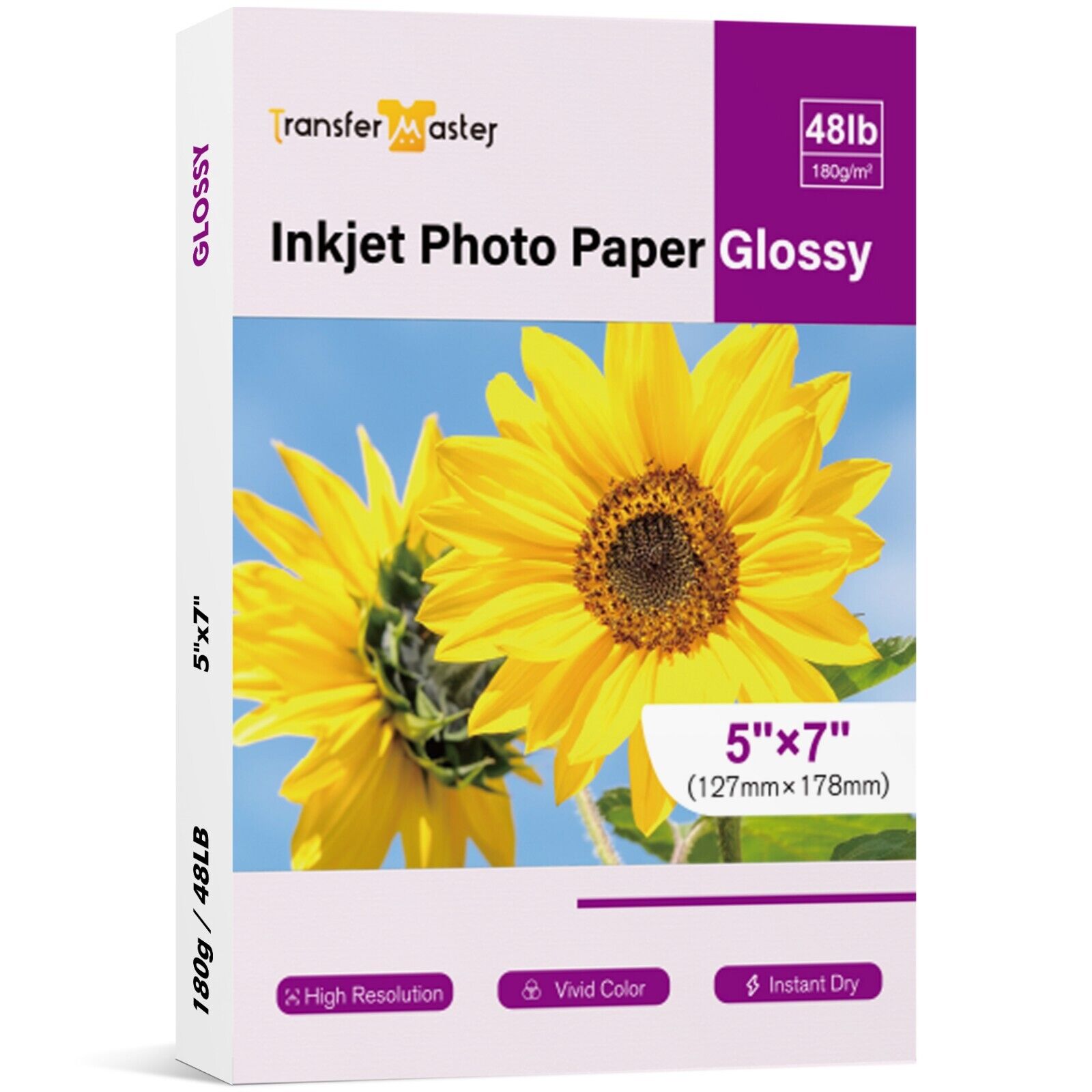 Lot 100-300 Sheet Premium Glossy Photo Paper 5x7 48lb Inkjet Printer Canon Epson