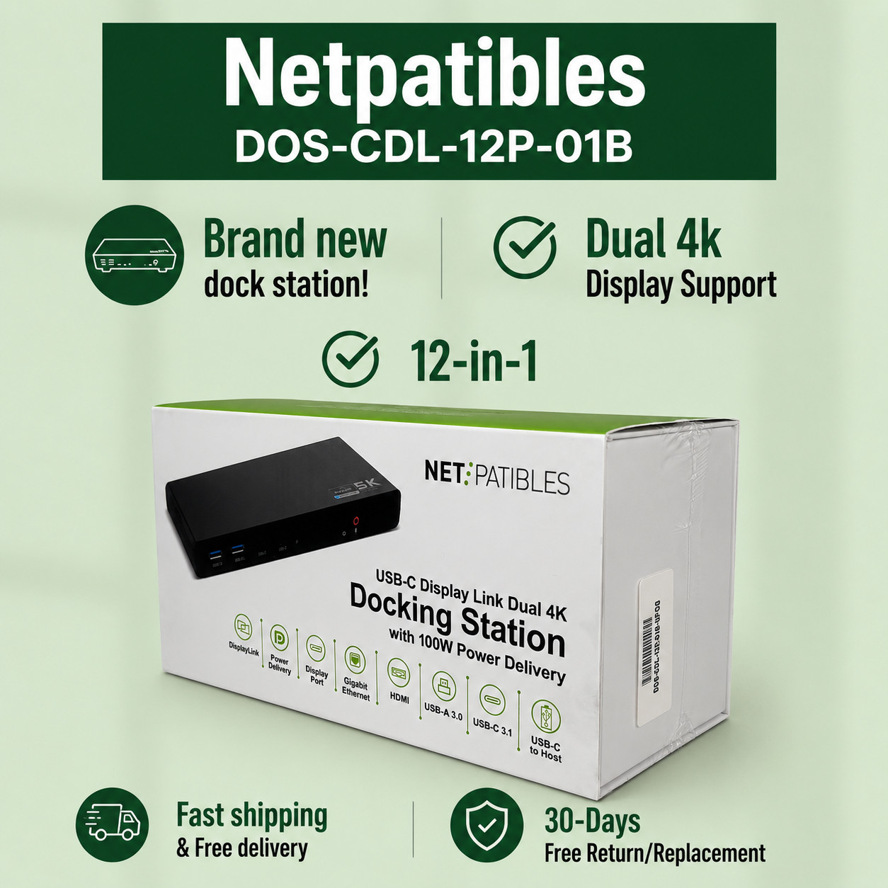 NEW USB-C 12-in-1 Dock Station for Dell Latitude 5400 5410 5420 5421 5430