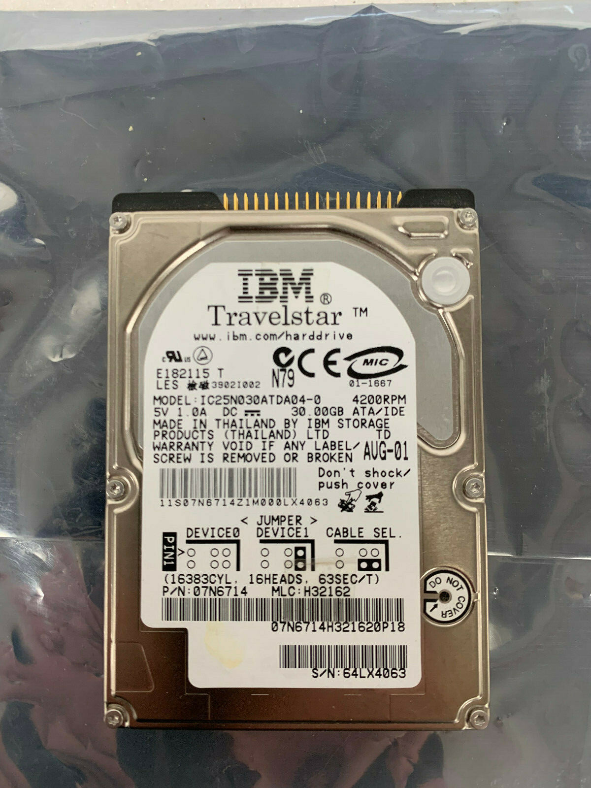 IBM TravelStar 30GB Internal 4200RPM 2.5" (IC25N030ATDA04) HDD