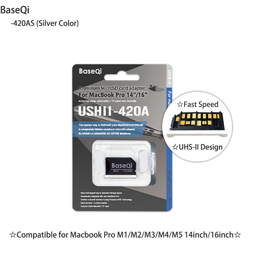 Baseqi For Macbook Pro 14inch 16inch M1/M2/M3/M4/M5 Micro SD Card Adapter 420AS