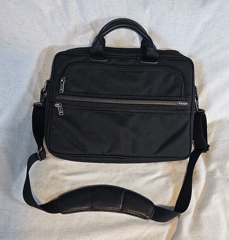 Tumi Alpha Ballistic Nylon Slim Laptop Business Briefcase Bag Black