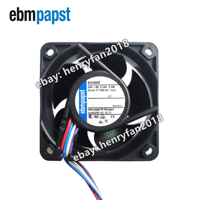 Ebmpapst 624/2H3P Axial Fan DC 24V 5.6W 0.24A 60*60*25MM 4-wires PWM Cooling Fan