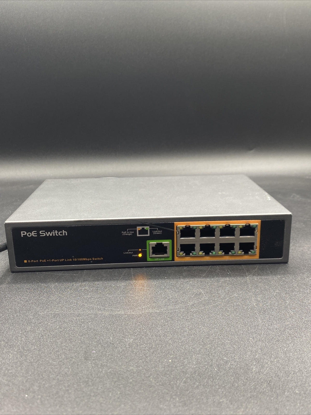 Genuine BV-Tech POE-SW801 8-Port PoE+ Unmanaged Switch Tested Working w PWR CORD