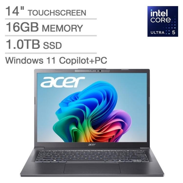 Acer Aspire 14" AI A14-52MT-59DP Touchscreen Laptop Core Ultra 5 226V 16GB 1TB