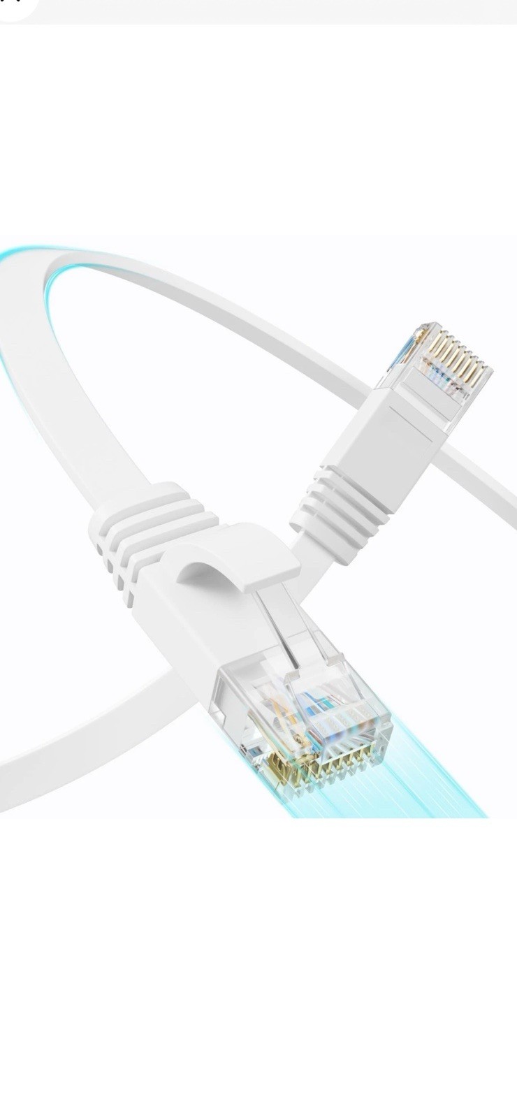 Lot 4 Pack Cat 6 Flat Ethernet Cable 50 FT, UTP 10Gbps High-Speed Cat6