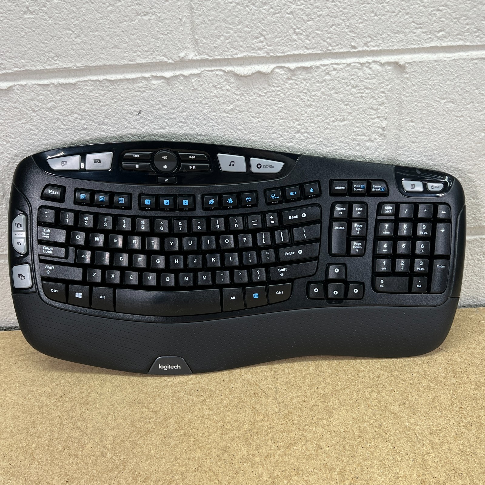 Logitech K350 Wireless Wave Keyboard Ergonomic Y-R0053 Tested No USB Dongle