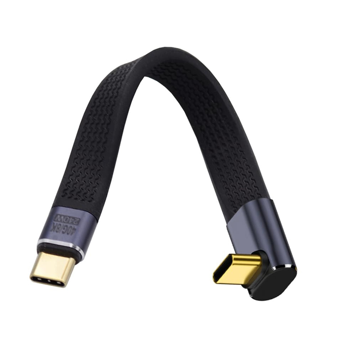 NFHK Up Angled 240W Type-C USB-C Male to Male USB4 40Gbps 100W 8K Flat Slim F...