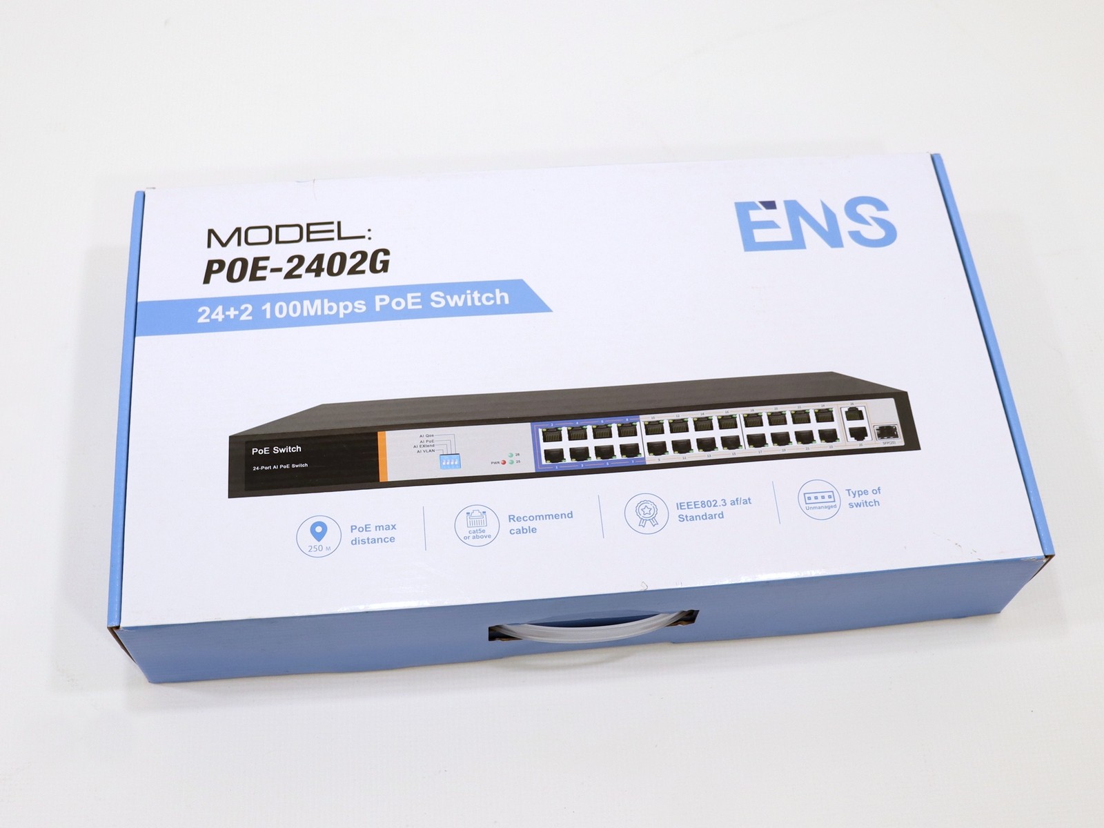 ENS 26 Ports PoE Switch POE-2402G, 24 PoE 250W, 1000 Mbps Unmanaged PoE Switch
