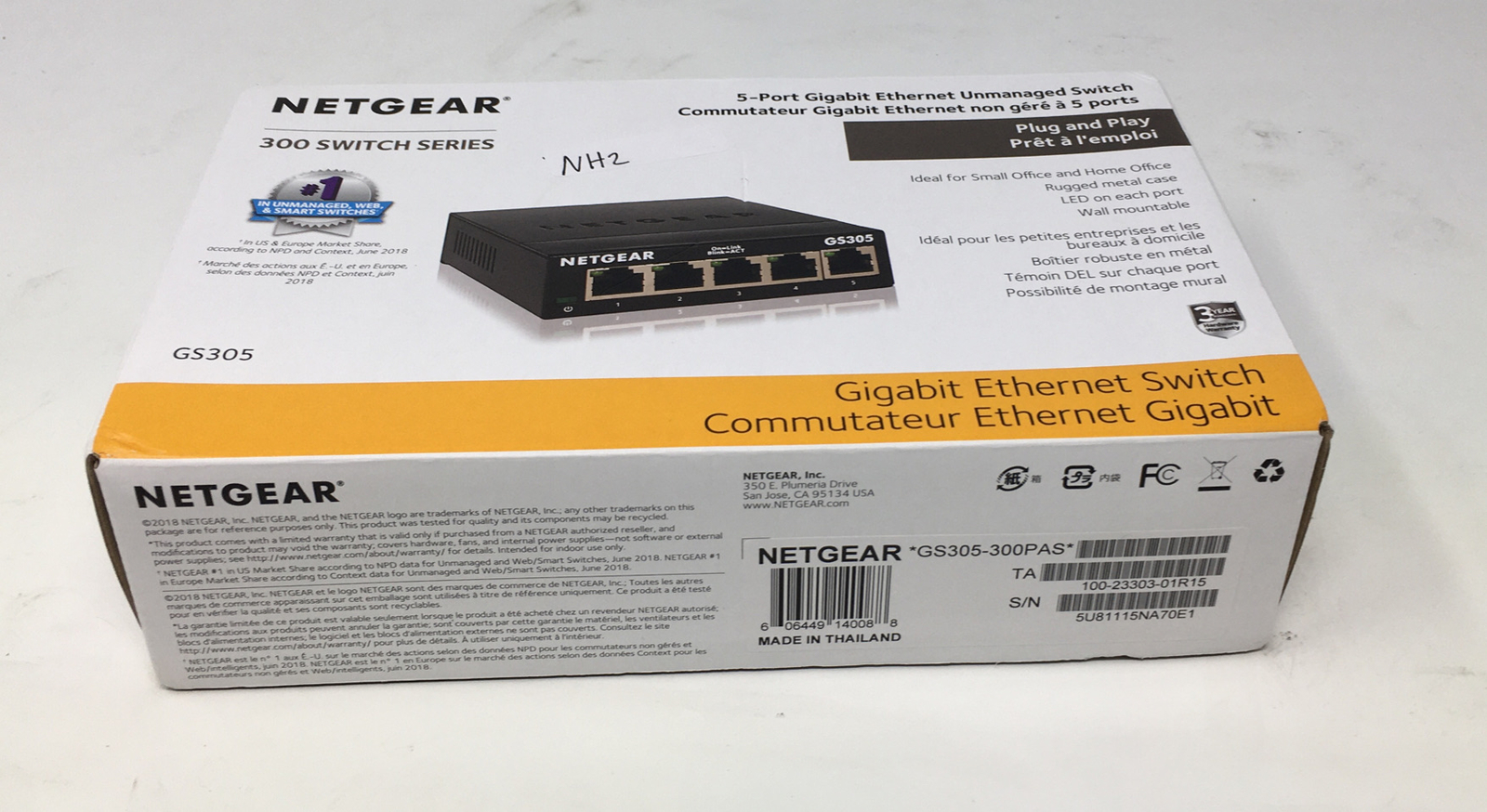 Netgear 5-Port Gigabit Ethernet PNP 300 Switch Series GS305
