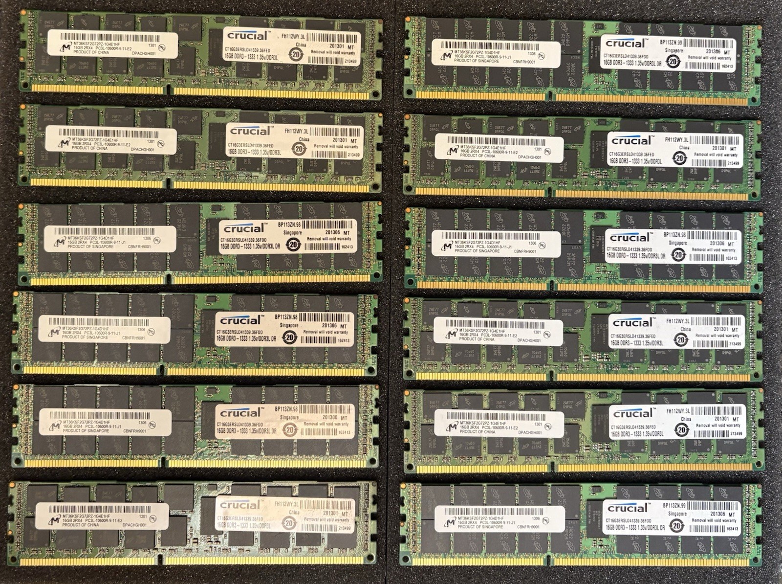 Micron 16GB 2Rx4 PC3L | Server RAM/ECC | **LOT OF 12**