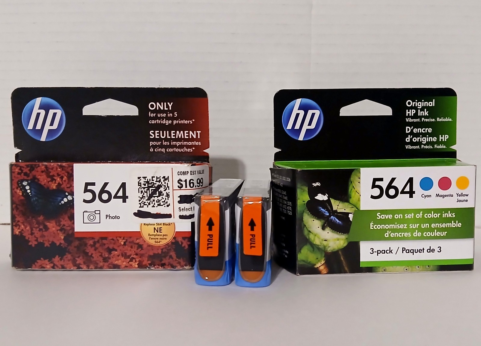 Lot of Genuine HP 564 Tri-Color & 3 564 Black Ink Cartridges OEM Sealed New