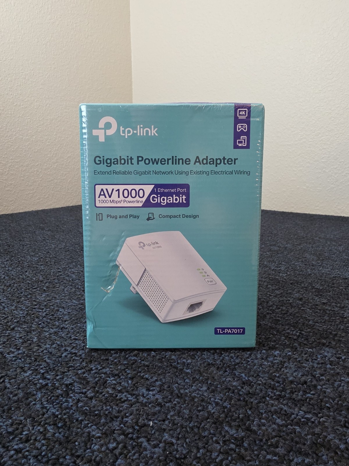 NEW TP-LINK Gigabit Powerline Adapter 1-Port White AV1000 1000Mbps TL-PA7017