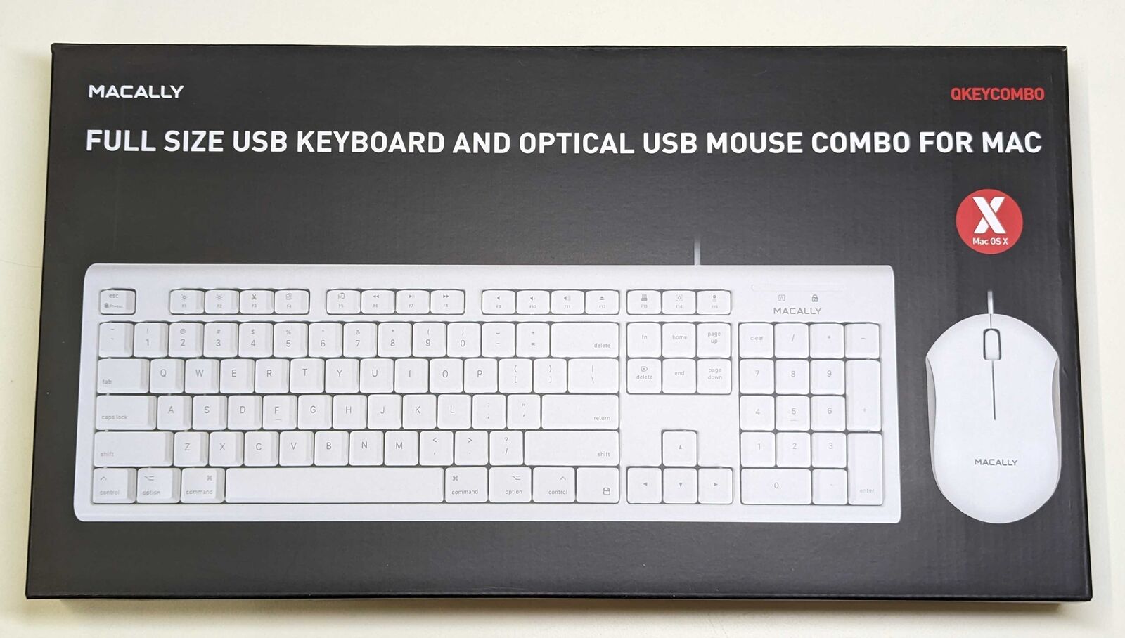 Macally QKEYCOMBO Full Size USB Keyboard & Optical USB Mouse Combo for Mac