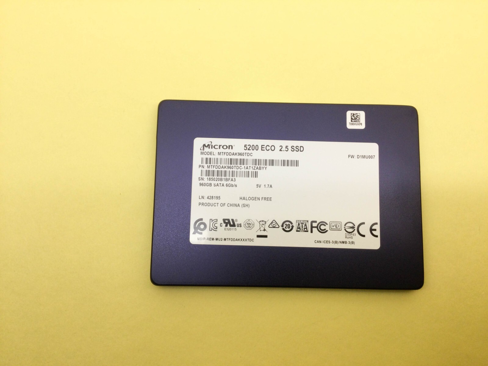 MICRON 5200 ECO 960GB SATA 6Gbps 2.5" internal SSD MTFDDAK960TDC