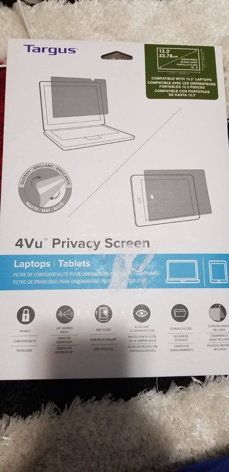 Targus 13.3in 33.78cm 4Vu Widescreen Laptop Tablets Privacy Screen NEW IN SEALED
