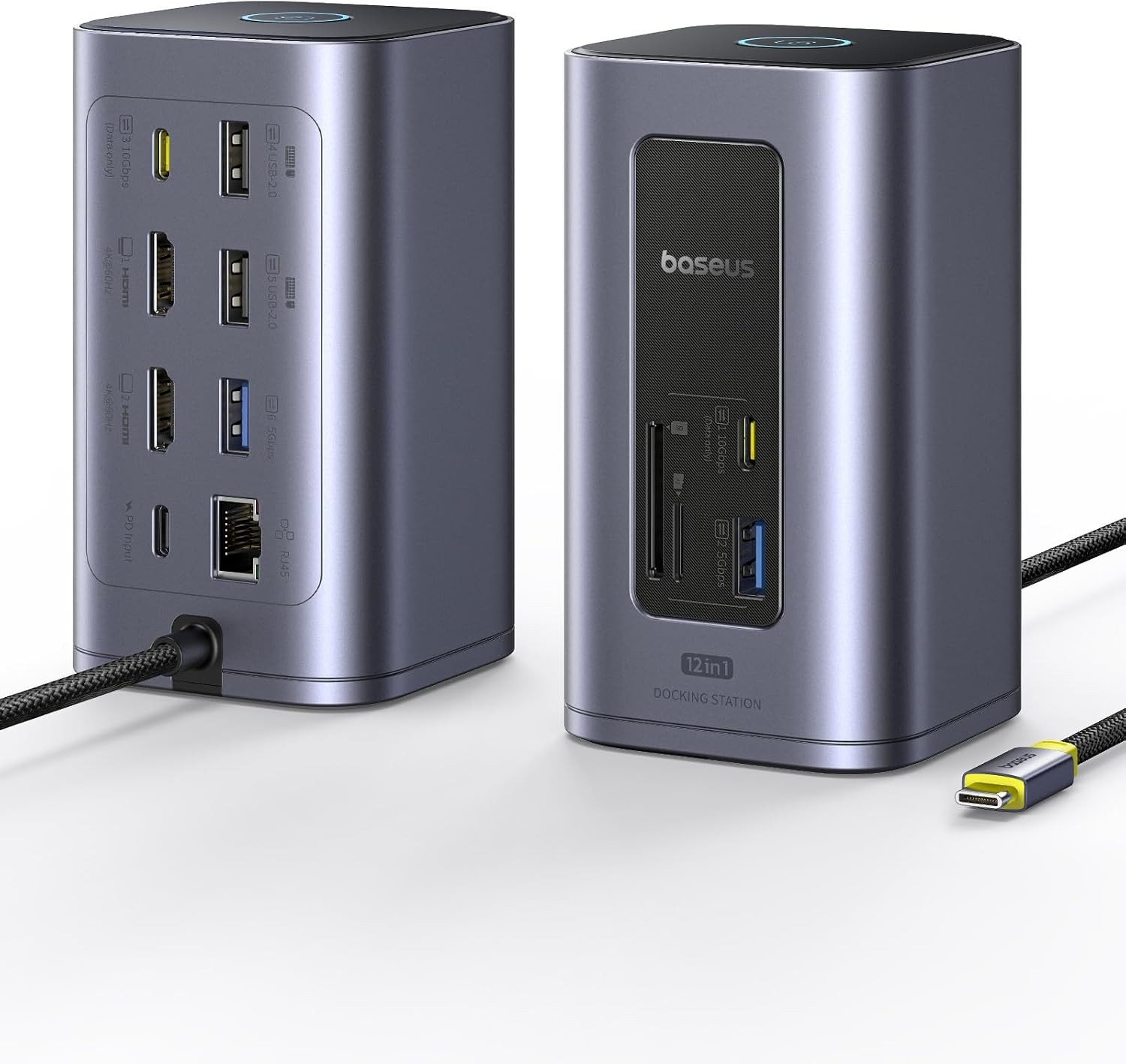 Baseus Docking Station Dual Monitor, Nomos Win Air(12 in 1) Laptop Dock, Grey 