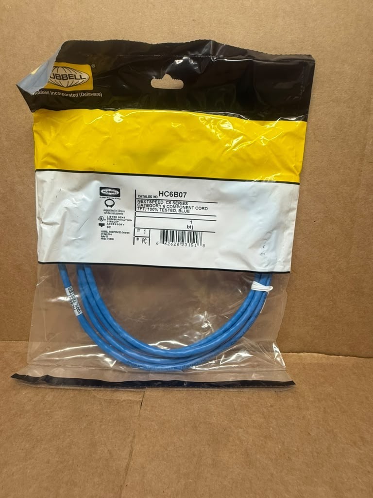 50-Pack Hubbell HC6B07 NEXTSPEED Cat6 7ft Blue RJ45 Ethernet Patch Cords