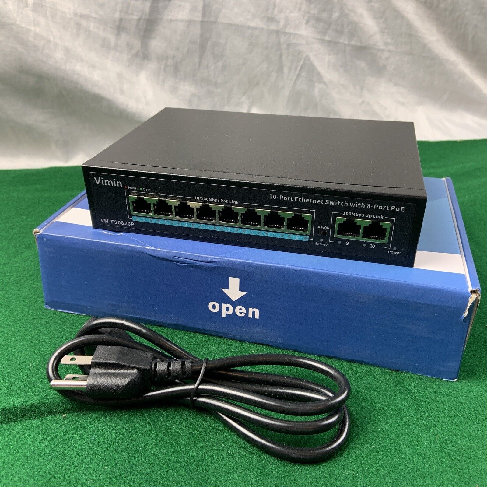 VIMIN 10 Port Fast Ethernet Poe+ Switch with 2 Gigabit Uplink 8-Ports