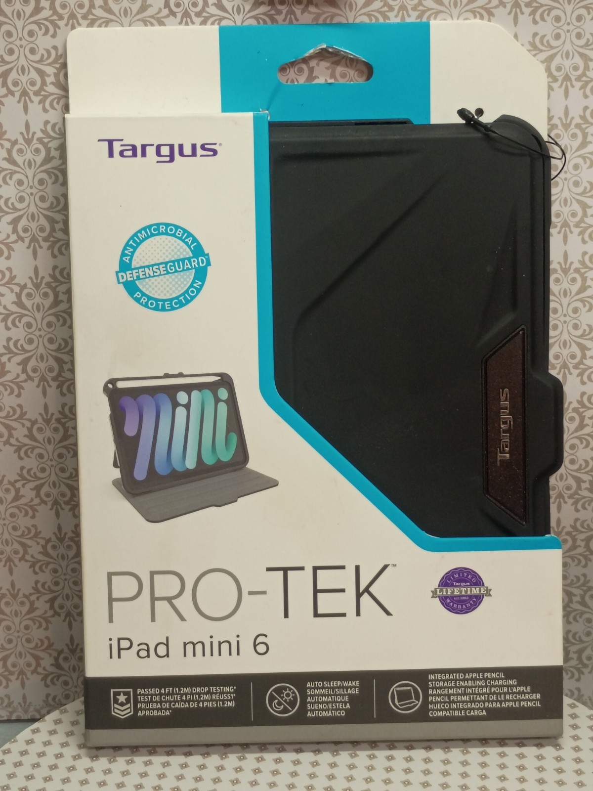 New Targus Pro-Tek For IPad Mini 6 Case Black THZ911US Antimicrobial Protection