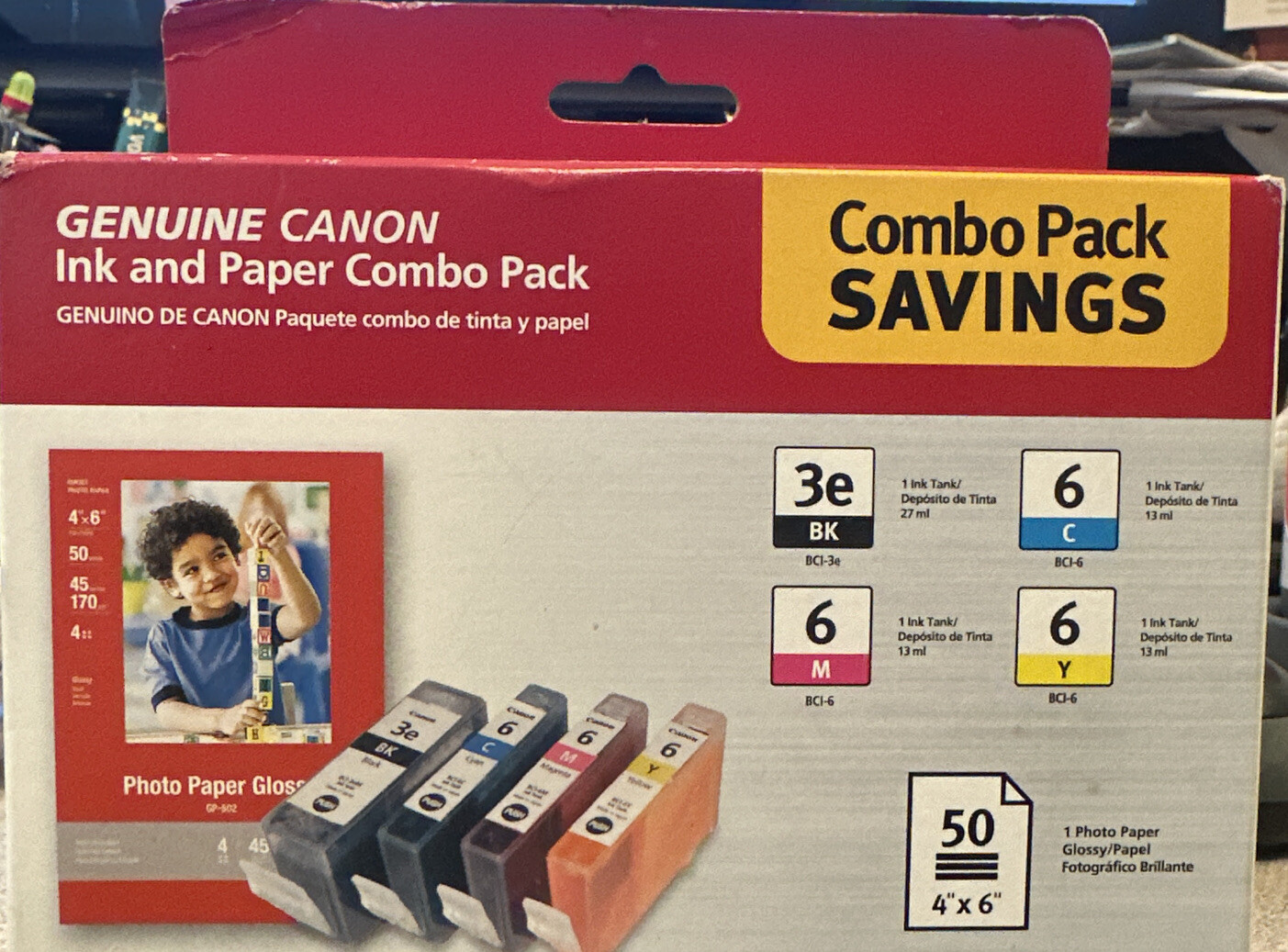 Canon BCI-3E/BCI-6 Photo Paper Combo Pack Ink Cartridges 