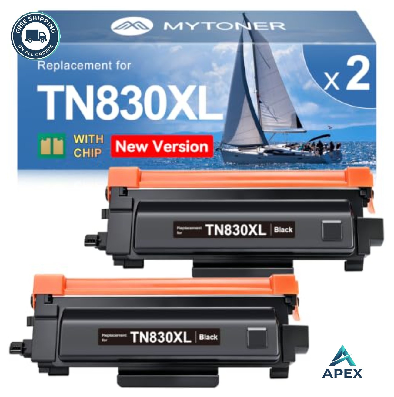 Toner Cartridge 2 Pack High Yield Black 3000 Pages for DCP-L2640DW HL-L2460DW
