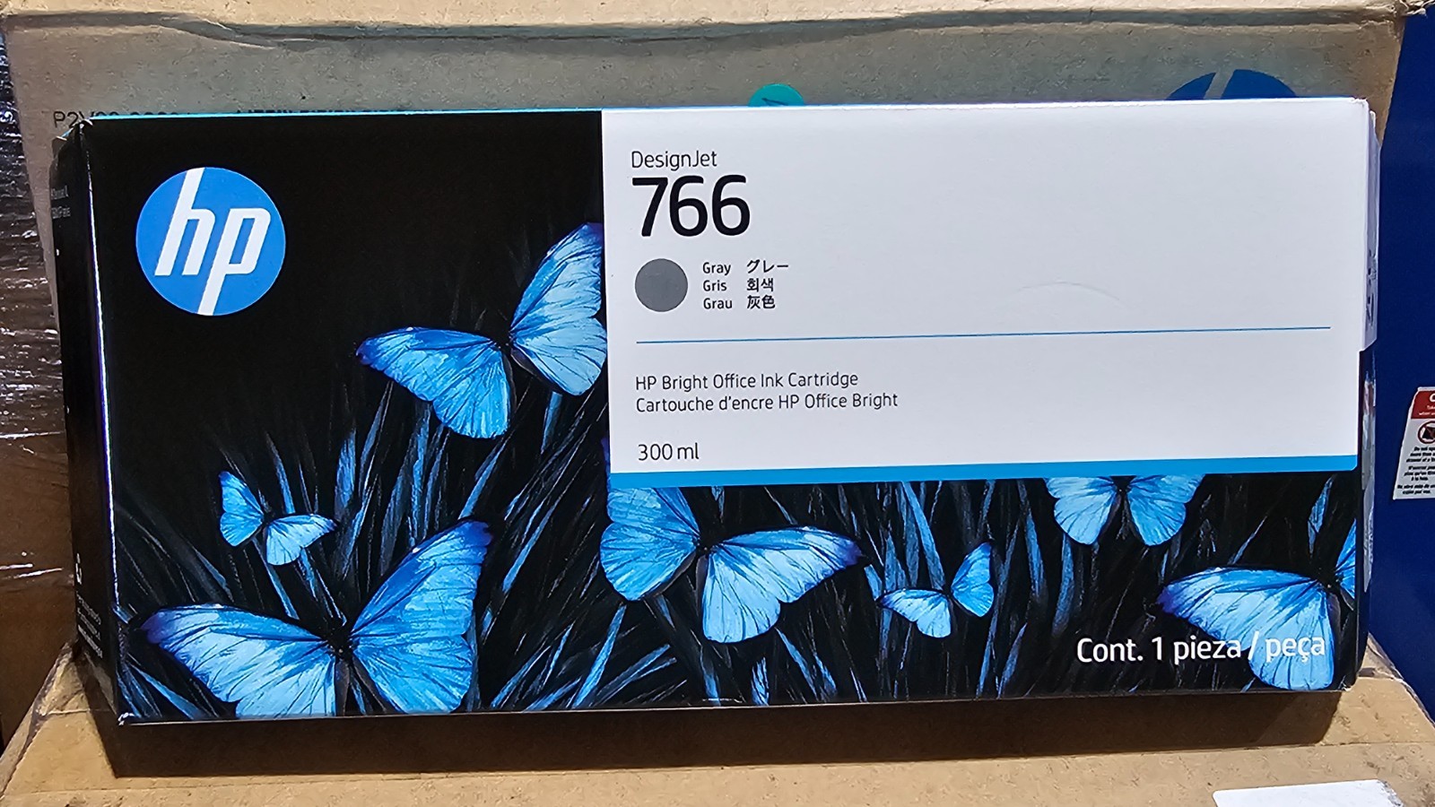 Genuine HP DesignJet 766 GRAY Ink Cartridge P2V93A - September 2027 - 300ml NEW