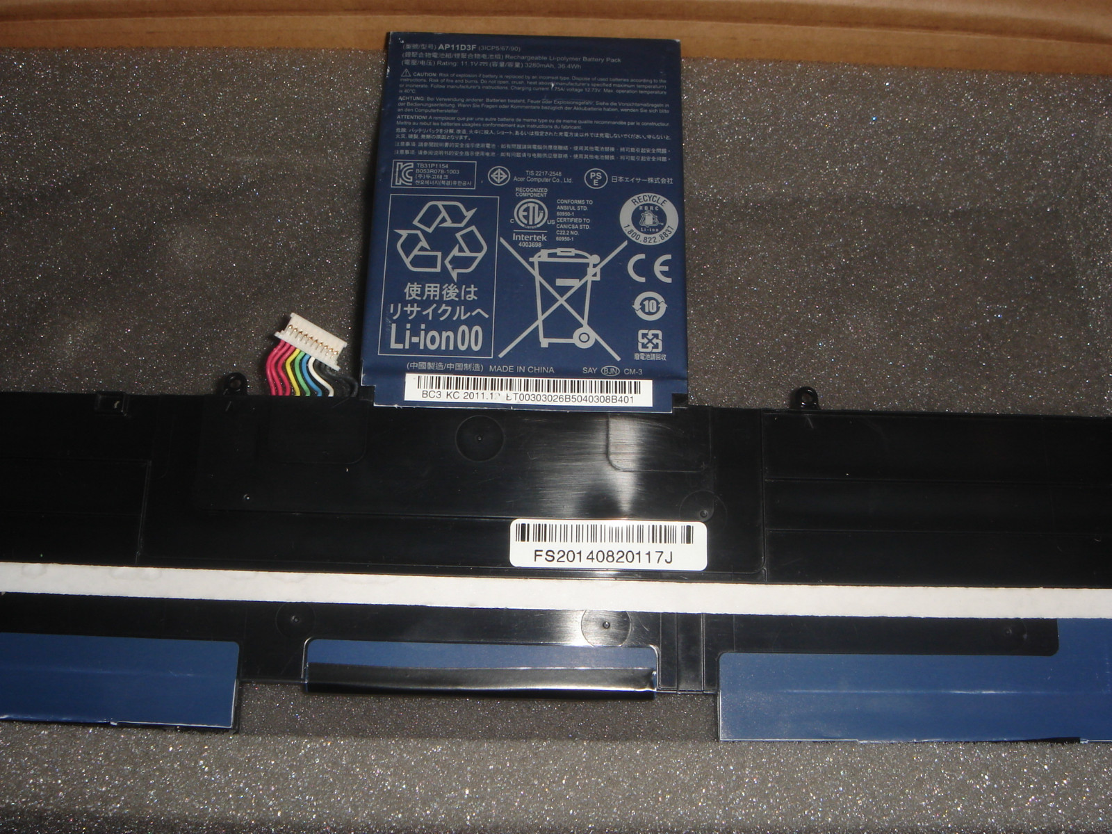 Original Battery Acer Aspire S3 Ultrabook AP11D3F S3-951 AP11D4F BT00303026