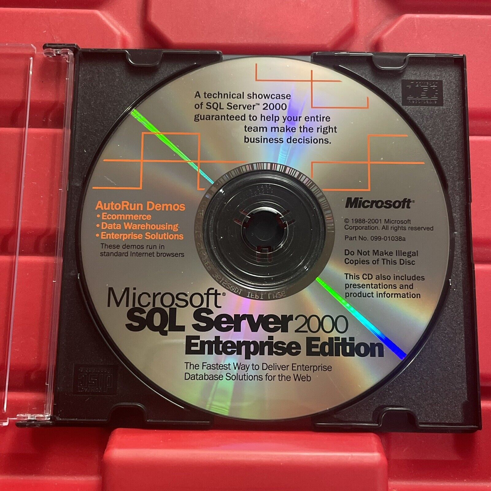 Microsoft SQL Server 2000 Enterprise Edition AutoRun Demos CD Disc Vtg 2001