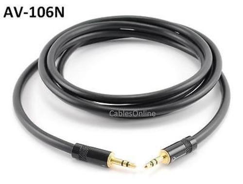 6ft 3.5mm Male/Male Premium 22AWG Gold-Plated Audio Cable, CablesOnline AV-106N