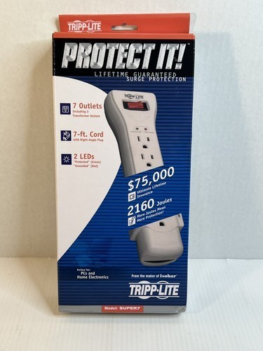 Lot Of 5 - Tripp Lite SUPER7 Surge Protector - 7 Outlet, 7' cord- White
