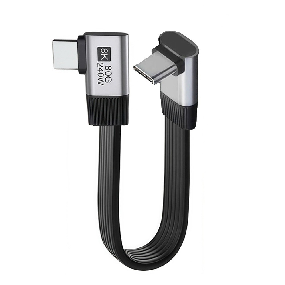 7.87Inch USB C Short Flat Cable,Support PD 240W/80Gbps/16K@30Hz Video/OTG