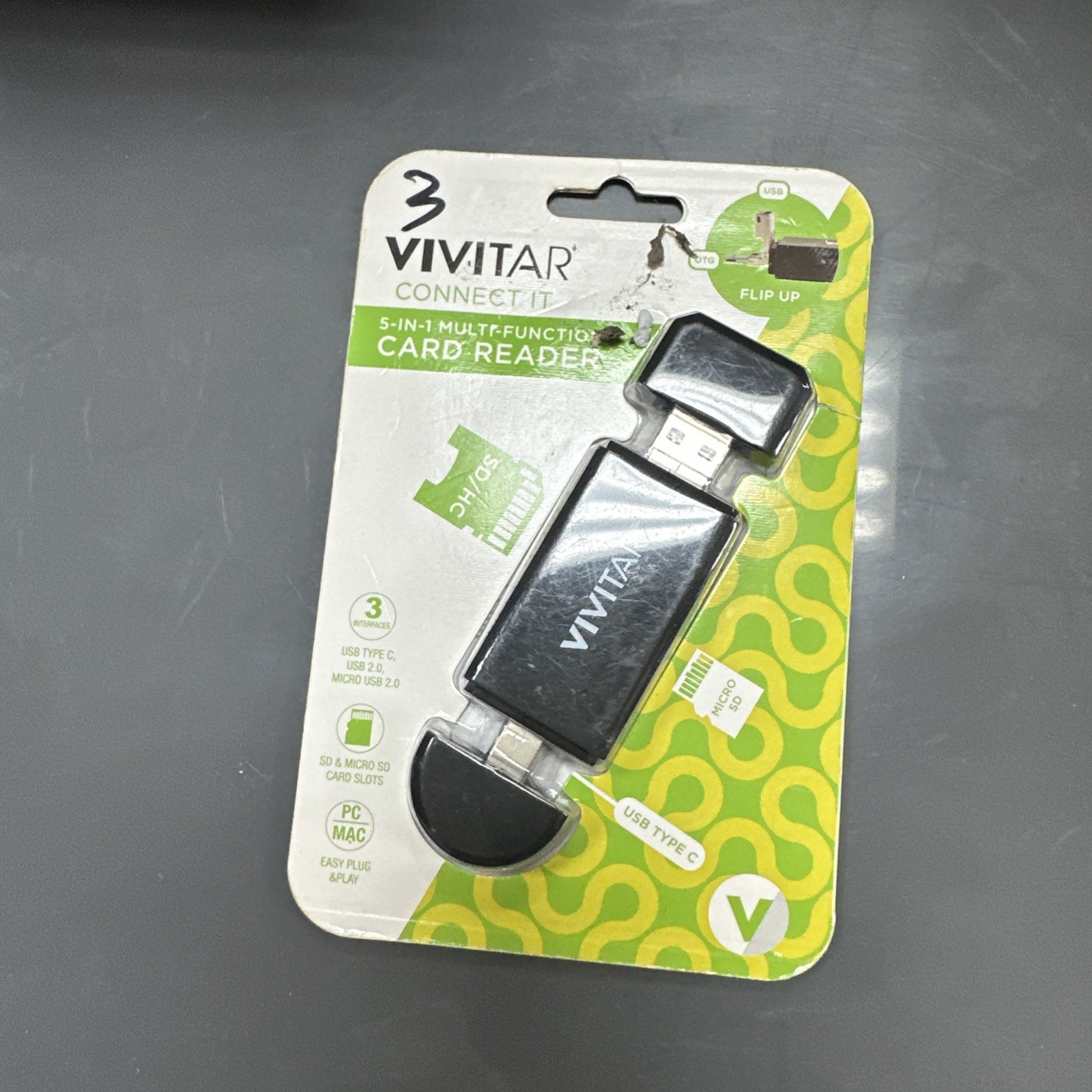 Vivitar Connect It 5 in 1 Multi Function Card Reader OTG USB USB-C - 2B9