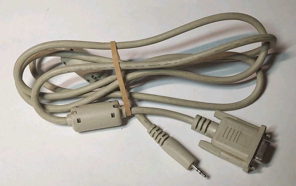 Vintage DB9 9 Pin Female to 3.5mm Male Plug Serial Cable RS232 to 1/8 inch
