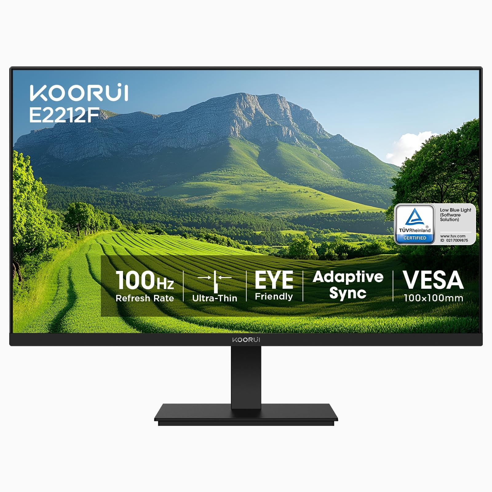 KOORUI 22 Inch Computer Monitor Full HD 1080P 100Hz PC Gaming Screen VA Panel Ul