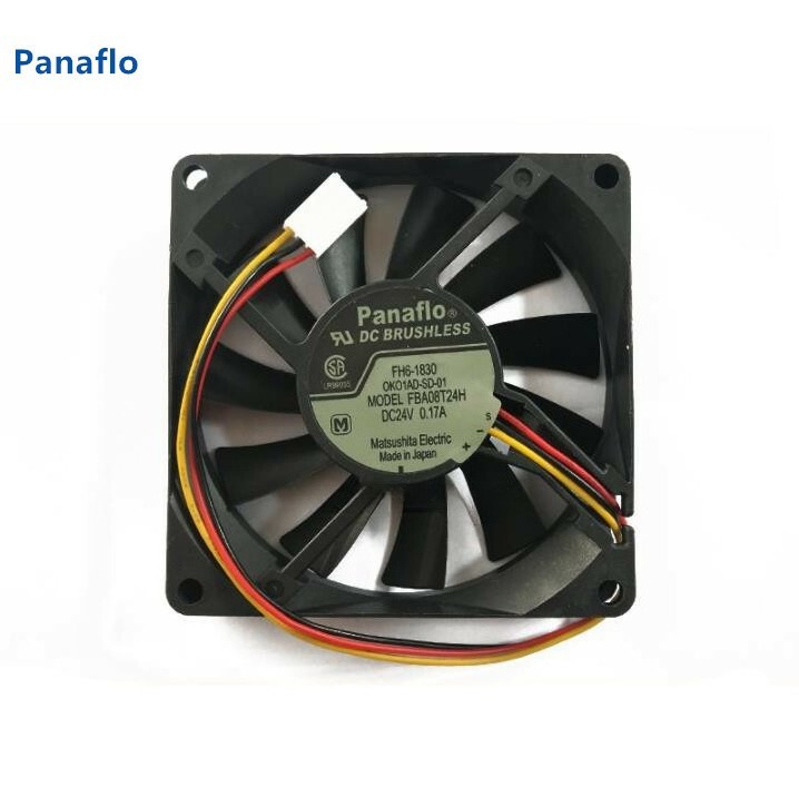For Panaflo FBA08T24H fan DC 24V 0.17A 80*80*15mm 3pin Fanuc system coooling fan