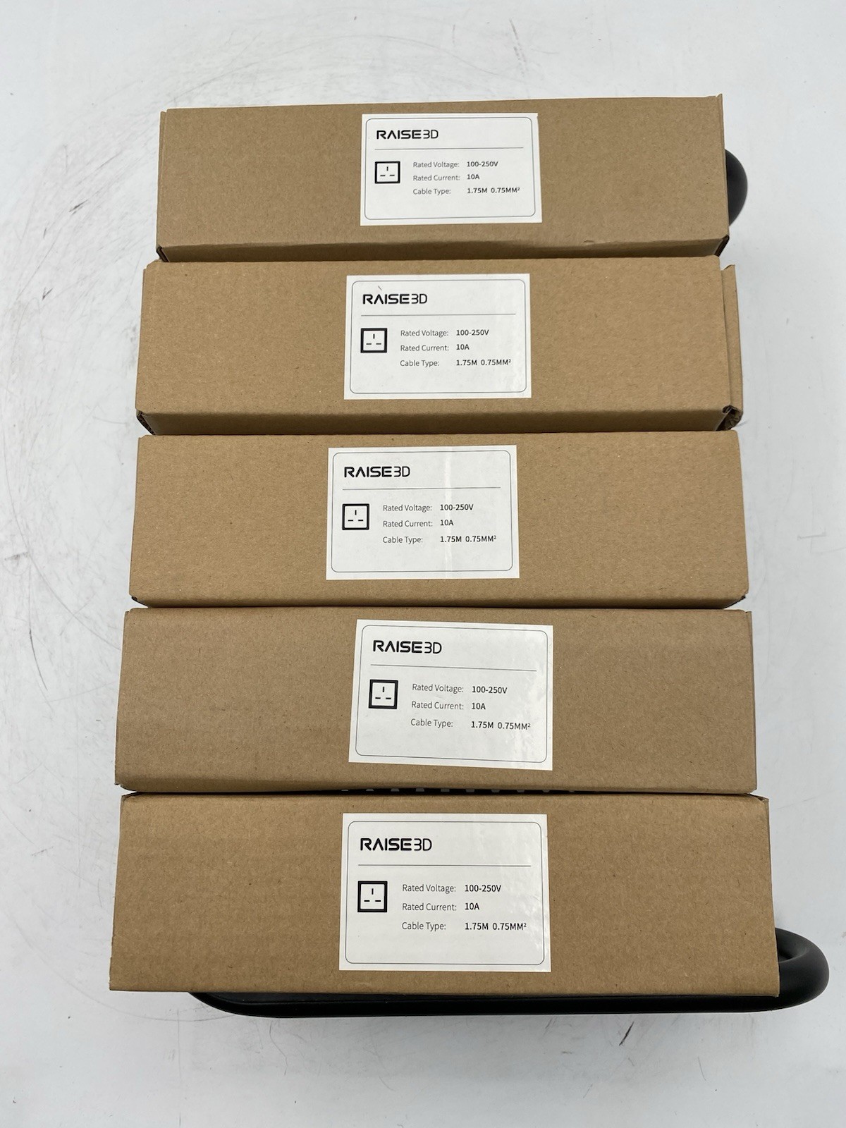 Lot of 5 RAISE 3D 100-250V Current 10 A type 1.75Mx0.75m British Pattern Fused