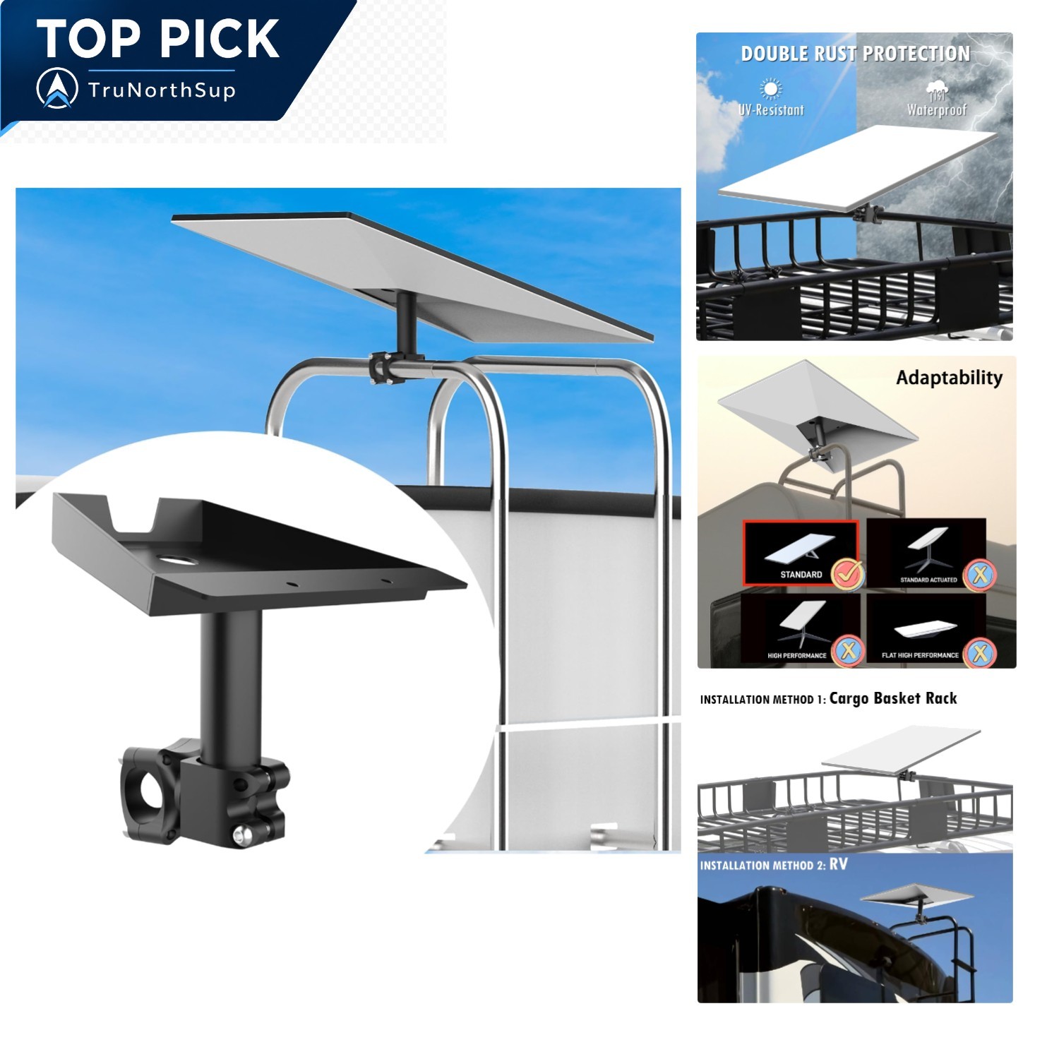 Starlink Gen 3 RV Ladder Mount Roof Rack Mount Aluminum Black 200lbs Load