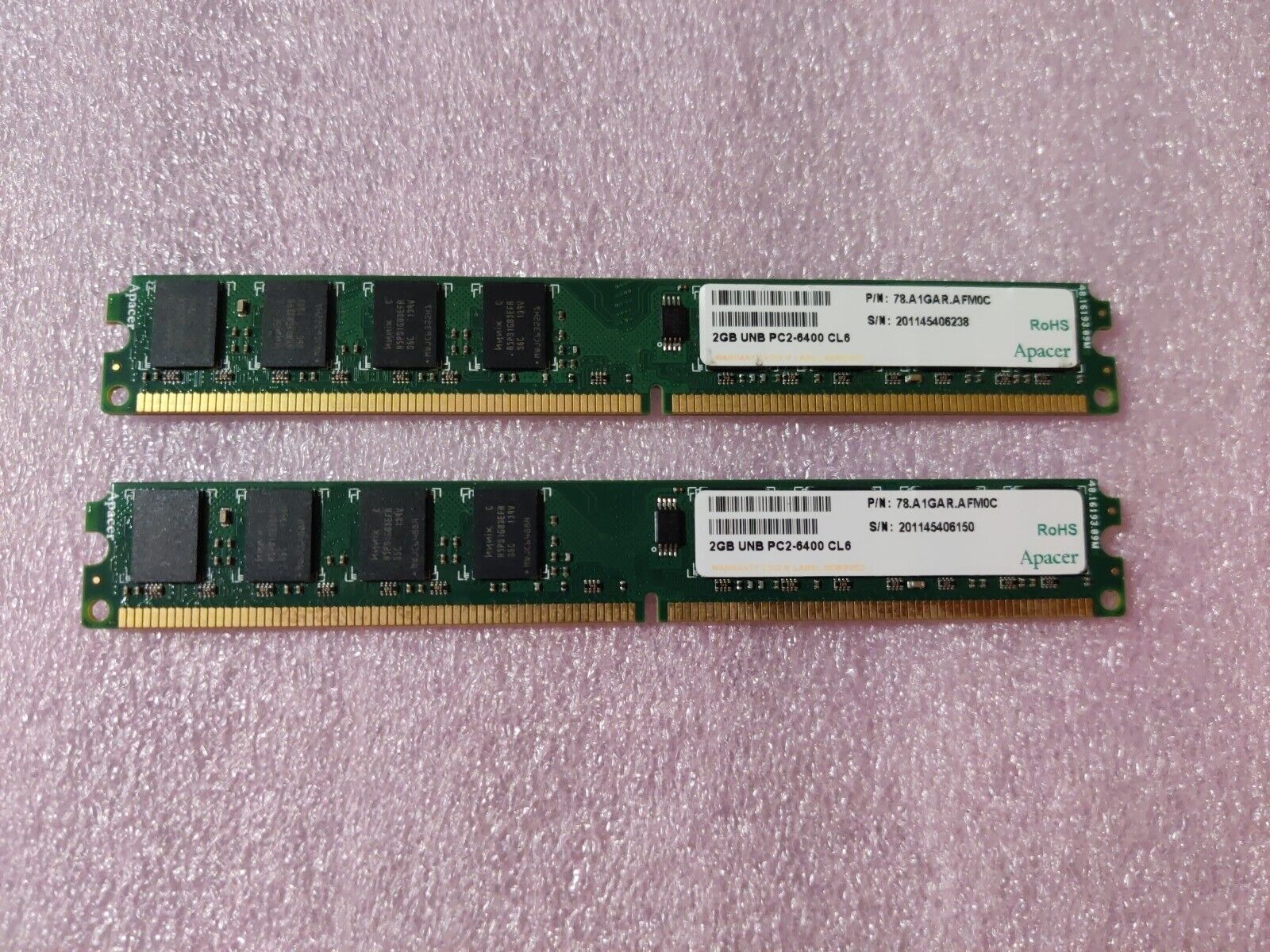APACER  4GB (2x2GB) UNB PC2-6400 CL6 Grade A 78.A1GAR.AFM0C Memory RAM