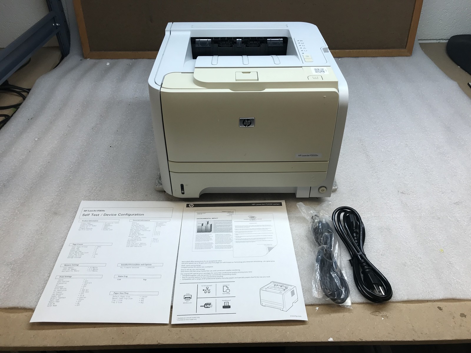 HP LaserJet P2035N Workgroup Monochrome Laser Printer 19k Pg Ct w/ Toner