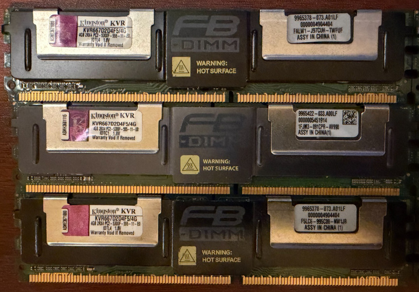 Kingston 6x 4GB (24gb total) DDR2 667MTs ECC Fully Buffered DIMM-KVR667D2D4F5/4G