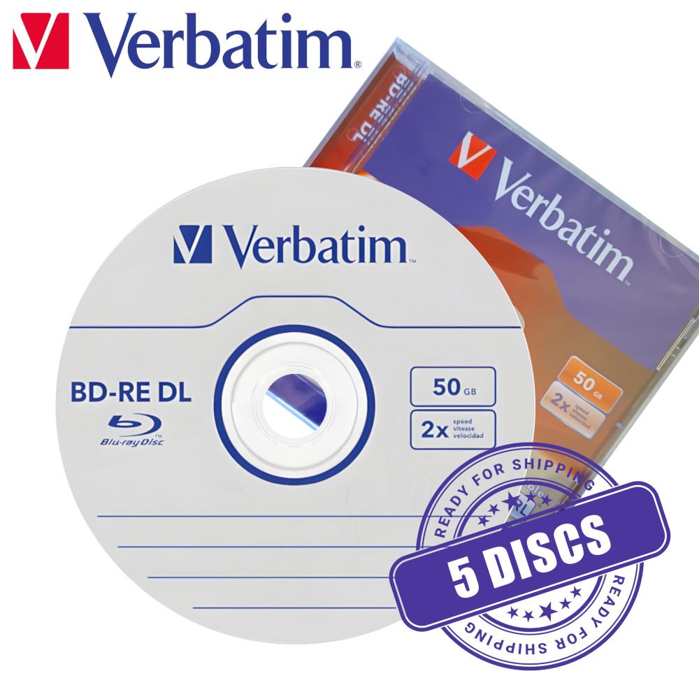 Verbatim BD-RE DL 50GB 2x Blu-ray 50 GB Rewritable Dual Layer Hard Coat 5 Discs