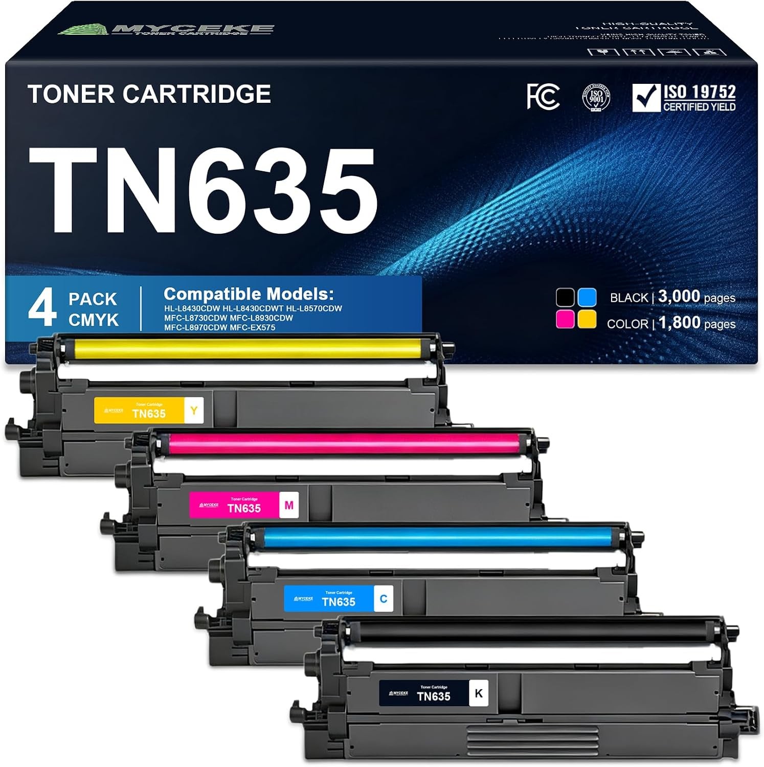 TN635 Toner 4 Pack Compatible Brother HL-L8430CDW MFC-L8730CDW MFC-EX575 Series