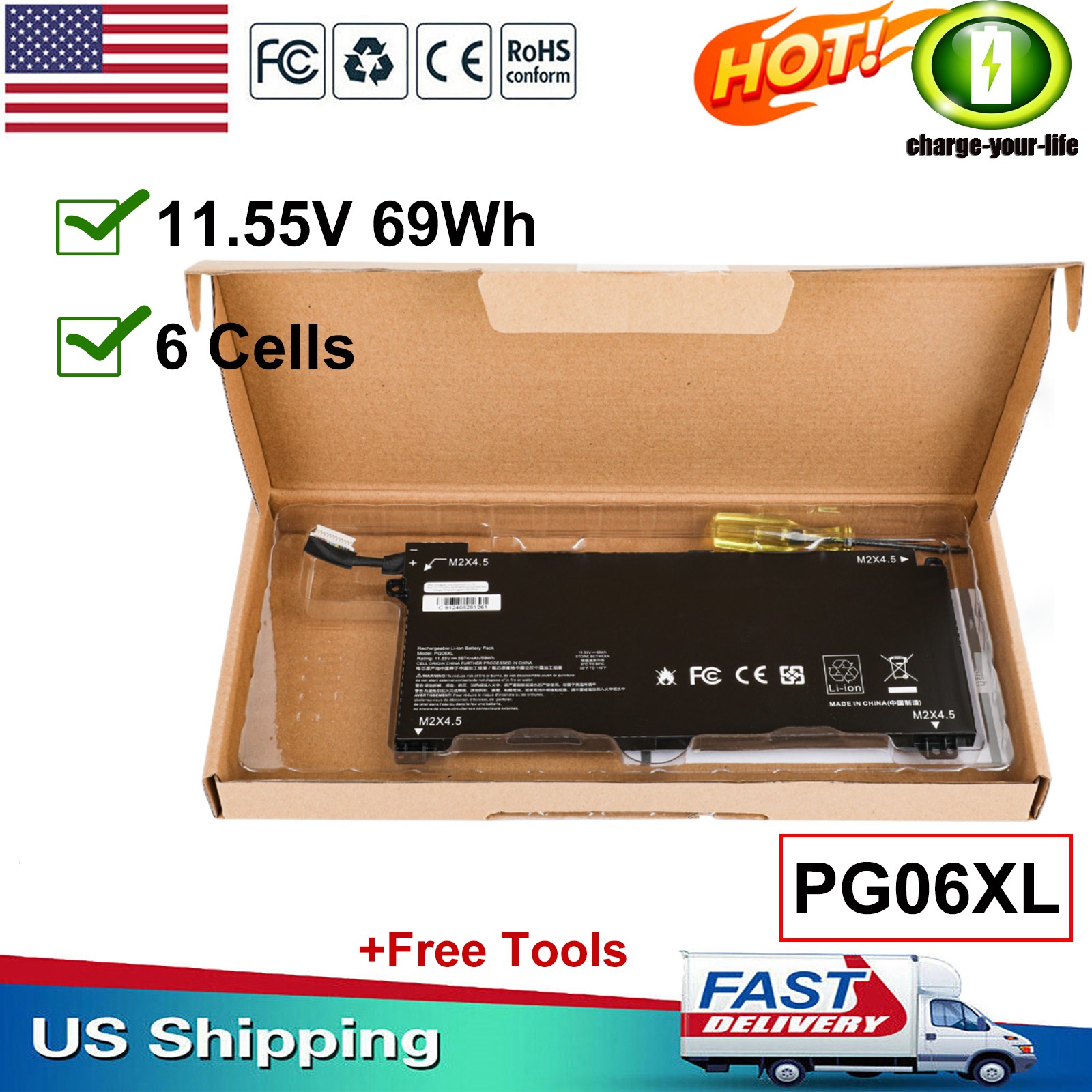 PG06XL Battery For HP OMEN 15T-DH000 15-DH000 HSTNN-DB9F L48431-2C1 L48497-005