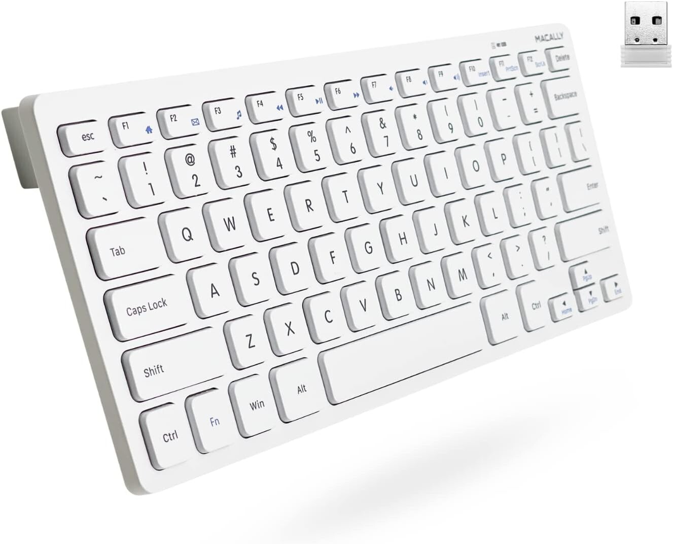 Macally Small Wireless Keyboard Compact Keyboard | Mini Keyboard Slim and Quiet