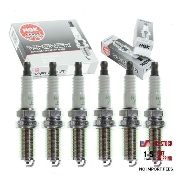 6 pc NGK V-Power Spark Plugs compatible with Nissan Murano 3.5L V6 2003-07