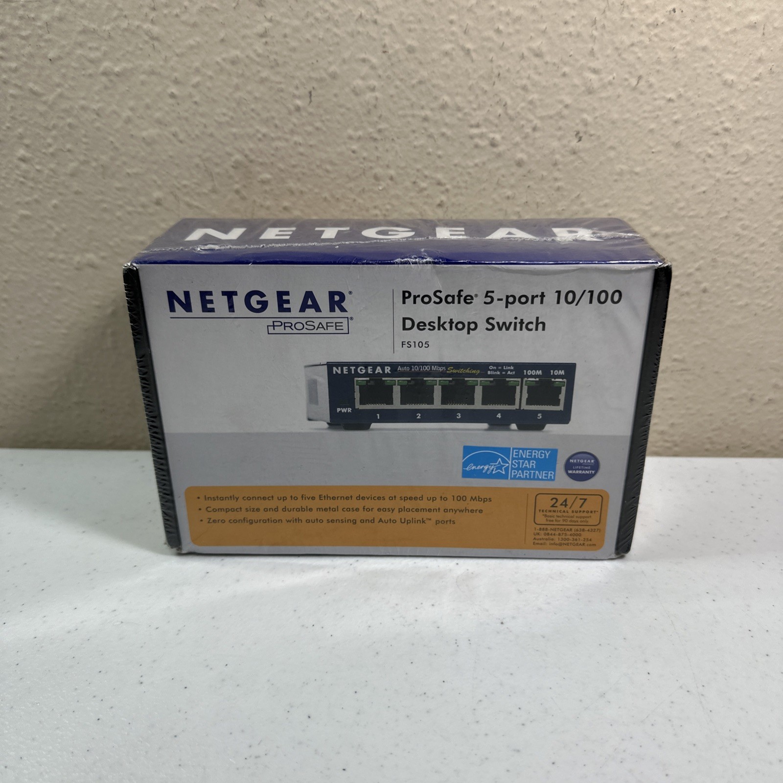 Qty-2 NETGEAR  ProSafe (FS105) 5-Ports, Network Switch,  New Sealed
