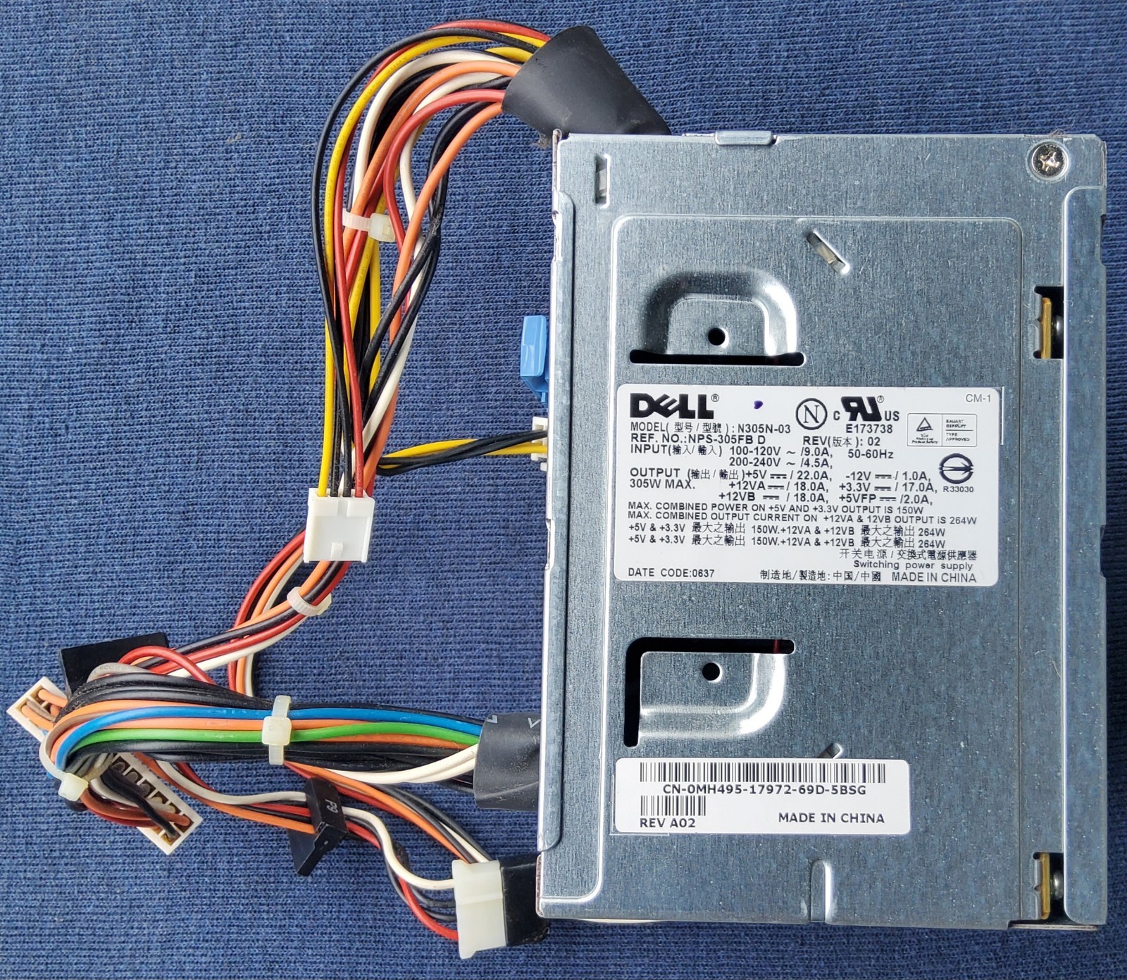 305W POWER SUPPLY DELL NPS-305FB D 100-120V~/9.0A, 50-60Hz 200-240V/4.5A