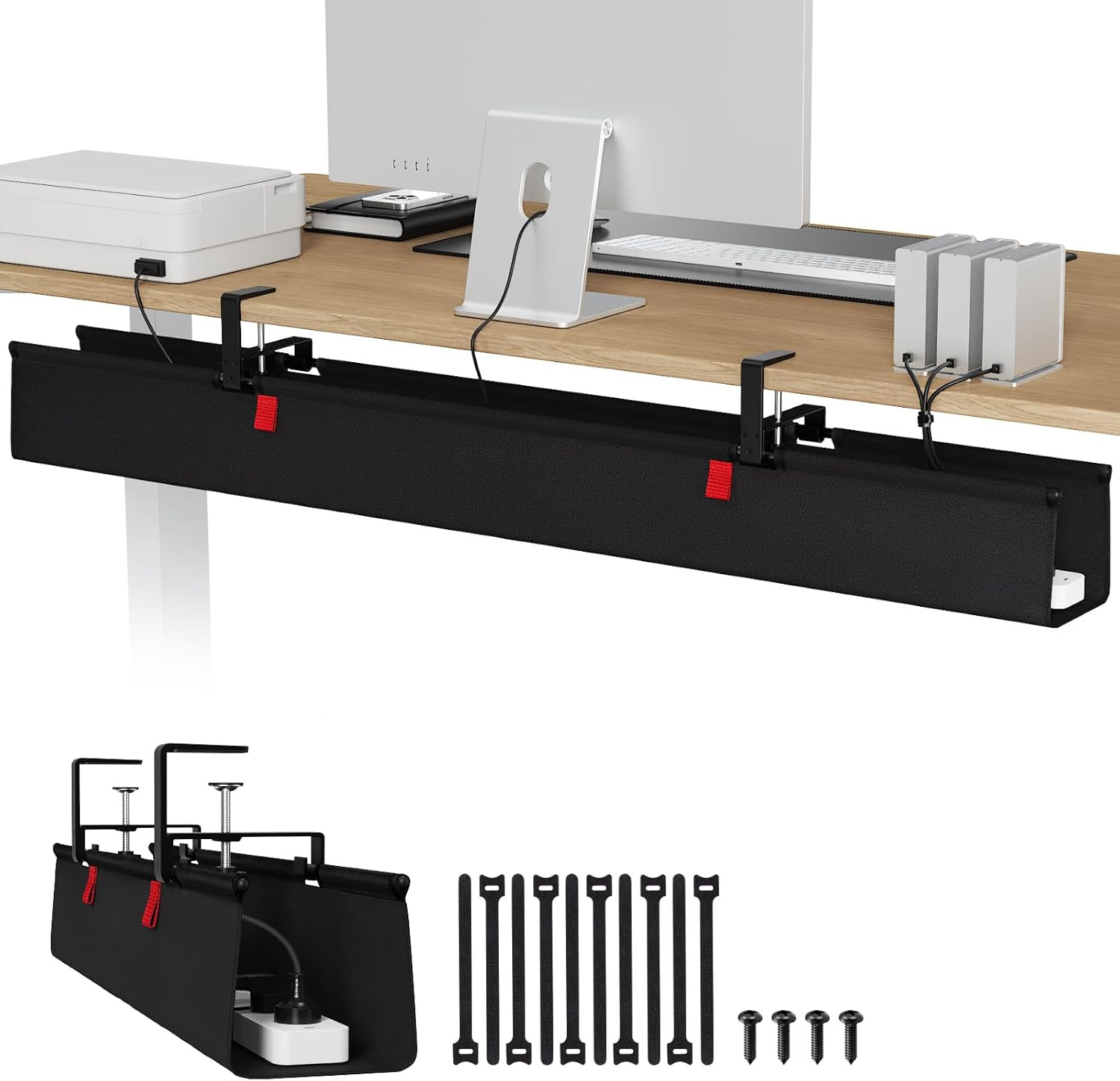 Univivi No Drill under Desk Cable Management Tray, 48 Inch Cable Management