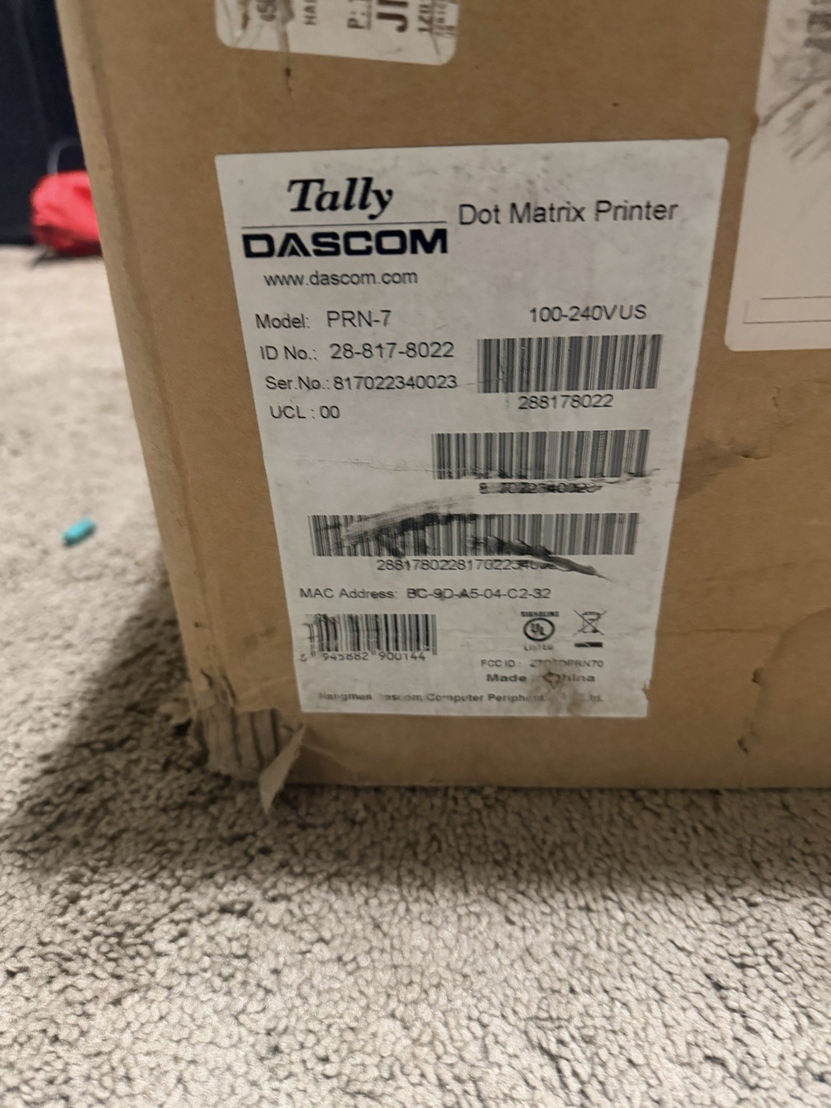 Tally Dascom PRN7 Dot Matrix Printer New Open Box