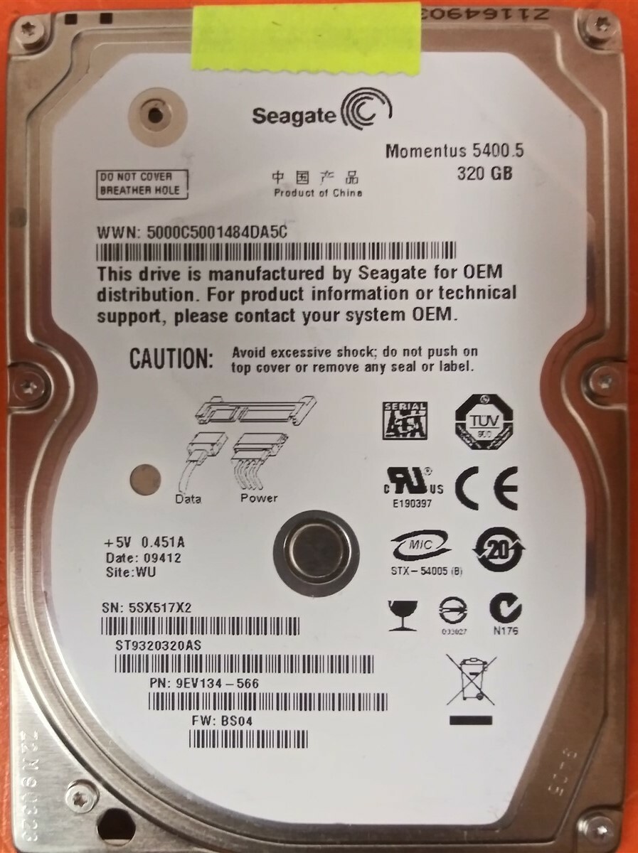 ⭐️⭐️⭐️⭐️⭐️ HDD Hard Drive SATA Laptop 2.5" Seagate ST9320320AS 320GB FW: BS04